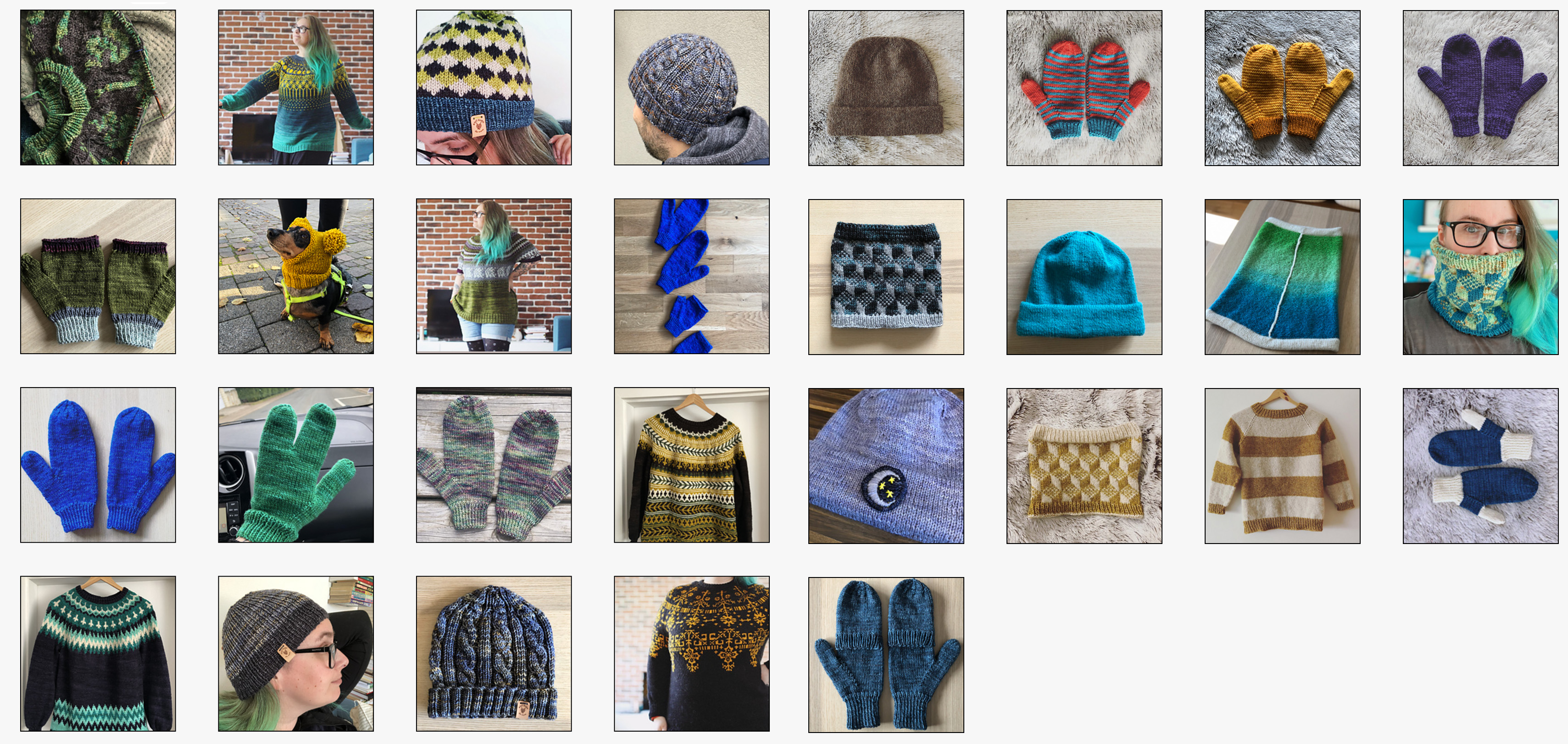 vue de mes 30 projets tricots en petites images