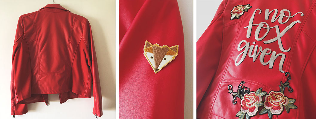 veste rouge customisée : no fox given